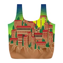 Mountain Village Village Medieval Full Print Recycle Bag (l) by Wegoenart