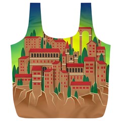 Mountain Village Village Medieval Full Print Recycle Bag (xl) by Wegoenart