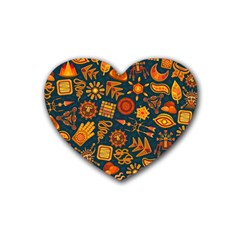 Pattern Background Ethnic Tribal Heart Coaster (4 Pack)  by Wegoenart