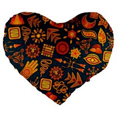 Pattern Background Ethnic Tribal Large 19  Premium Heart Shape Cushions by Wegoenart