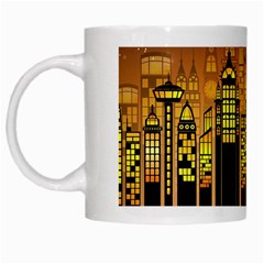 Buildings Skyscrapers City White Mugs by Wegoenart