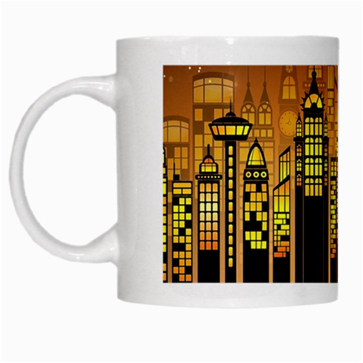 Buildings Skyscrapers City White Mugs