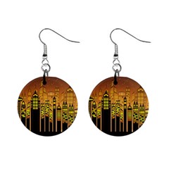 Buildings Skyscrapers City Mini Button Earrings by Wegoenart