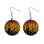 Buildings Skyscrapers City Mini Button Earrings Front