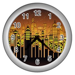 Buildings Skyscrapers City Wall Clock (silver) by Wegoenart