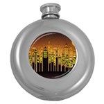 Buildings Skyscrapers City Round Hip Flask (5 oz) Front