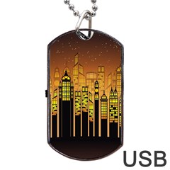 Buildings Skyscrapers City Dog Tag Usb Flash (one Side) by Wegoenart