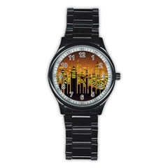 Buildings Skyscrapers City Stainless Steel Round Watch by Wegoenart