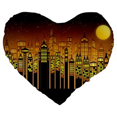 Buildings Skyscrapers City Large 19  Premium Flano Heart Shape Cushions by Wegoenart