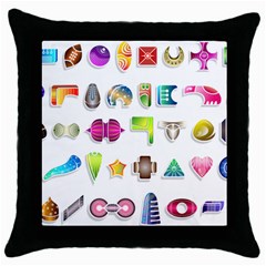 Shapes Abstract Set Pack Throw Pillow Case (black) by Wegoenart