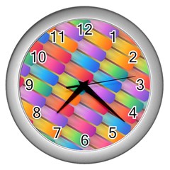 Colorful Background Abstract Wall Clock (silver) by Wegoenart