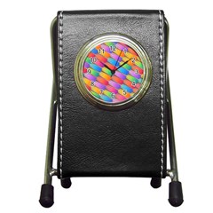 Colorful Background Abstract Pen Holder Desk Clock by Wegoenart