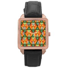 Background Triangle Abstract Golden Rose Gold Leather Watch  by Wegoenart