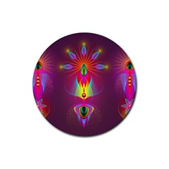 Abstract Bright Colorful Background Rubber Round Coaster (4 Pack)  by Wegoenart