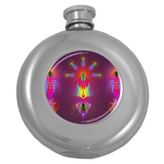 Abstract Bright Colorful Background Round Hip Flask (5 Oz) by Wegoenart