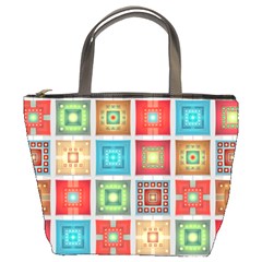 Tiles Pattern Background Colorful Bucket Bag by Wegoenart