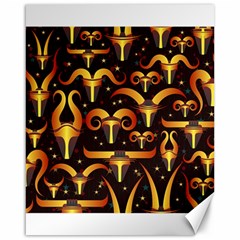 Stylised Horns Black Pattern Canvas 16  X 20  by Wegoenart