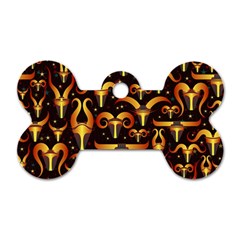 Stylised Horns Black Pattern Dog Tag Bone (one Side) by Wegoenart