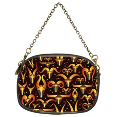 Stylised Horns Black Pattern Chain Purse (two Sides) by Wegoenart