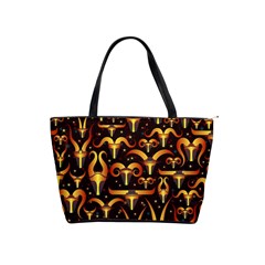 Stylised Horns Black Pattern Classic Shoulder Handbag by Wegoenart