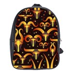 Stylised Horns Black Pattern School Bag (Large) Front