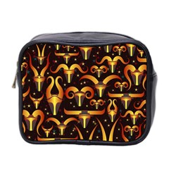 Stylised Horns Black Pattern Mini Toiletries Bag (two Sides) by Wegoenart