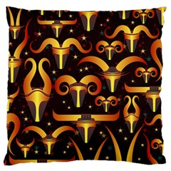 Stylised Horns Black Pattern Large Cushion Case (two Sides) by Wegoenart