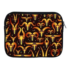 Stylised Horns Black Pattern Apple Ipad 2/3/4 Zipper Cases by Wegoenart