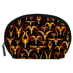 Stylised Horns Black Pattern Accessory Pouch (large) by Wegoenart