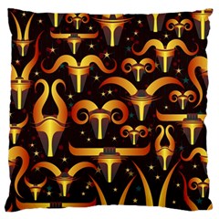 Stylised Horns Black Pattern Large Flano Cushion Case (two Sides) by Wegoenart