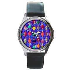 Colorful Background Stones Jewels Round Metal Watch by Wegoenart