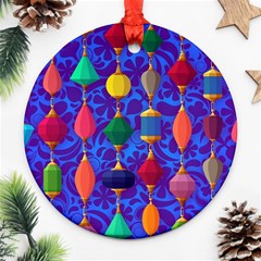 Colorful Background Stones Jewels Ornament (round) by Wegoenart