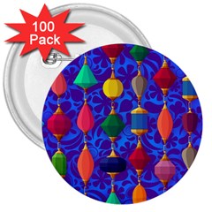 Colorful Background Stones Jewels 3  Buttons (100 Pack)  by Wegoenart