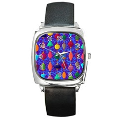 Colorful Background Stones Jewels Square Metal Watch by Wegoenart