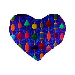 Colorful Background Stones Jewels Standard 16  Premium Flano Heart Shape Cushions by Wegoenart