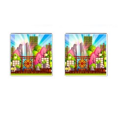 Zen Garden Japanese Nature Garden Cufflinks (square) by Wegoenart