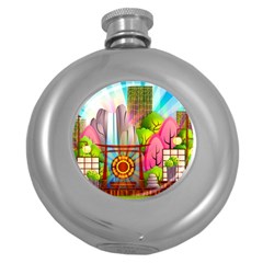 Zen Garden Japanese Nature Garden Round Hip Flask (5 Oz) by Wegoenart