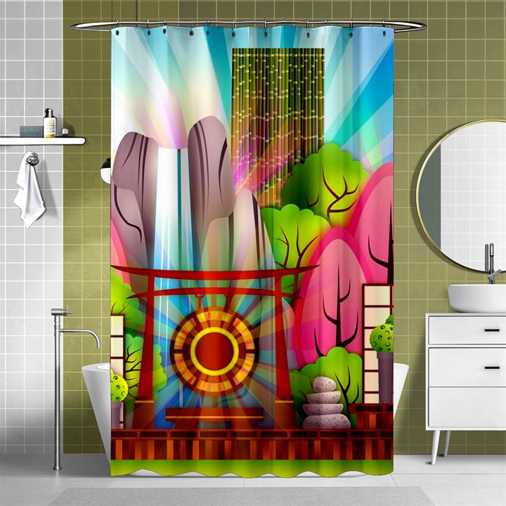 Zen Garden Japanese Nature Garden Shower Curtain 48  x 72  (Small) 