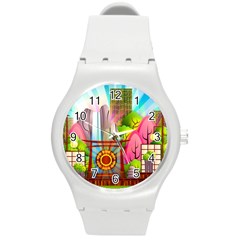 Zen Garden Japanese Nature Garden Round Plastic Sport Watch (m) by Wegoenart