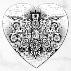 Forest Patrol Tribal Abstract Jigsaw Puzzle (heart)