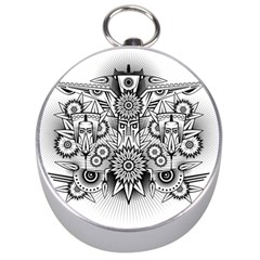 Forest Patrol Tribal Abstract Silver Compasses by Wegoenart