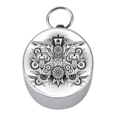 Forest Patrol Tribal Abstract Mini Silver Compasses by Wegoenart