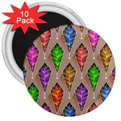 Abstract Background Colorful Leaves 3  Magnets (10 Pack)  by Wegoenart