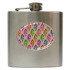 Abstract Background Colorful Leaves Hip Flask (6 Oz) by Wegoenart