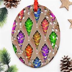 Abstract Background Colorful Leaves Ornament (oval Filigree)