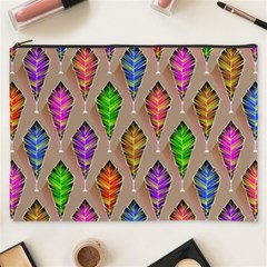 Abstract Background Colorful Leaves Cosmetic Bag (xxxl) by Wegoenart