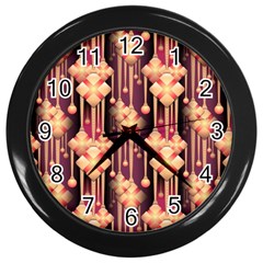 Seamless Pattern Pattern Wall Clock (black) by Wegoenart