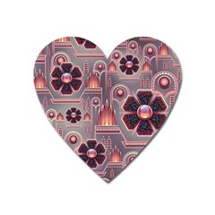 Background Floral Flower Stylised Heart Magnet by Wegoenart