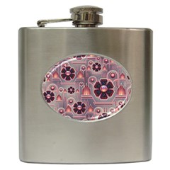 Background Floral Flower Stylised Hip Flask (6 Oz) by Wegoenart