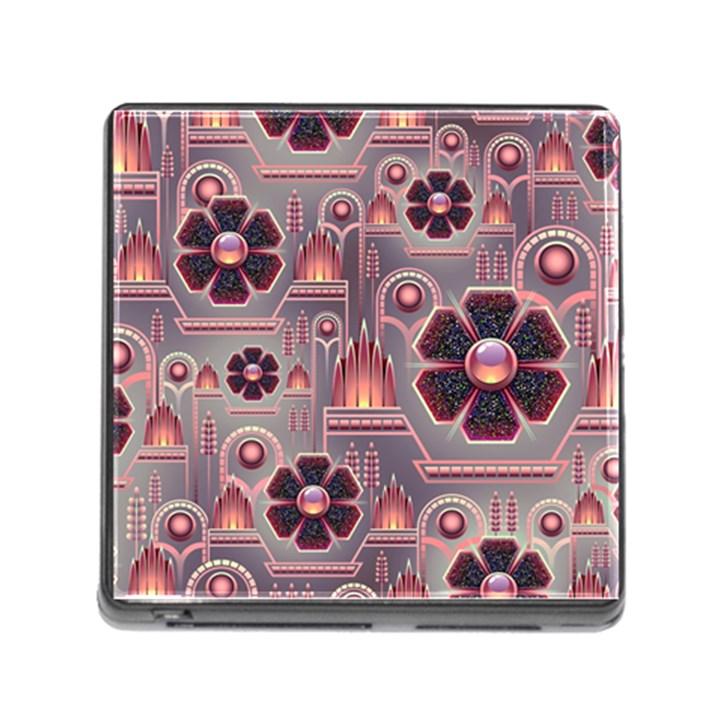 Background Floral Flower Stylised Memory Card Reader (Square 5 Slot)